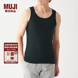 无印良品（MUJI）男式 无缝罗纹编织背心 2件装 内衣家居服 FA01CC3S 黑色 S