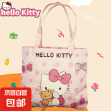 卡通kt小猫帆布包可爱猫咪大容量女士手提包多种图案学生手提袋 波点kt（不带卡套）