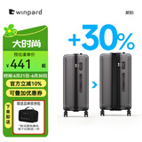 WINPARD威豹拉杆箱pc箱男硬箱行李箱托运登机箱女 密码箱 旅行箱 深灰 (拉链扩层款  容量升级30%) 20英寸 登机箱2-4天短途游