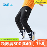 361°童装 儿童裤子春季男女童3-14岁针织长裤 【加绒】经典黑 110