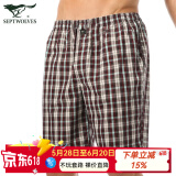 七匹狼睡裤男短裤纯棉夏季薄款宽松家居裤男士沙滩裤可外穿五分大裤衩 棕色五分裤（有兜） L-170（100-120斤）