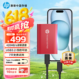 HP惠普 1TB 移动固态硬盘P500（PSSD）USB3.2 ssd Type-C高速传输 超薄时尚 手机直连 红色