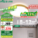 雷士照明（NVC）LED吸顶灯北欧灯具灯饰套餐皓月金色24w智能调光圆形卧室灯包安装