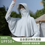 廷毅防晒衣女冰丝防晒服短款防紫外线夏季钓鱼服轻薄披肩定制LOGO印字 大帽檐款-气质灰 均码 【80-140斤】