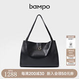 半坡饰族（bampo）【李梦同款】女包包新款福瑞方方包头层牛皮大容量轻奢单肩斜挎包 墨碳黑【大包大容量升级】