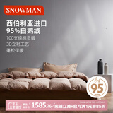 斯诺曼100支贡缎进口95%白鹅绒被羽绒被芯保暖冬被子1.5*2.1m充720g卡其