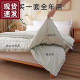 水星系列家纺特级蚕丝被子夏凉被子母被二合一春秋被冬被全棉桑蚕丝空调被 浅绿色 [柔软型] 200x230子母被4斤+6斤四季通用