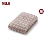 MUJI棉绒 带挂环柔软手巾 毛巾洗脸巾纯棉 米色格纹 1条 34×35cm