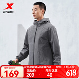 特步防泼水外套新款男夹克上衣跑步训练服户外骑行服双层风衣运动服 钢铁灰-0560 M