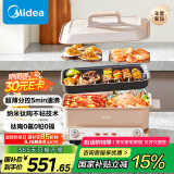 美的（Midea）多功能锅火锅专用锅超薄速沸分控电火锅电蒸锅多用途锅烤肉锅蒸烤涮一体料理锅6.5L DLS332266