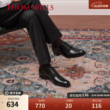 THOM WILLS商务正装皮鞋男牛皮手工三接头真皮英伦牛津鞋男士年轻人新郎婚鞋 黑色小牛皮+皮底款B035-H1 37 /5.5码