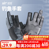 佳钓尼（JIADIAONI）钓鱼手套防刺冬季手套实用时尚防晒露三路亚手套防刮手套耐磨保暖 【硅胶防滑 防晒速干】数码灰 均码