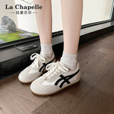 拉夏贝尔女鞋板鞋女冬季加绒加厚休闲鞋软底轻便徳训鞋子女 米灰黑 37