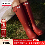 HUNTER雨靴户外露营女鞋惠灵顿经典英伦防水防滑骑士靴女长筒女靴高筒靴 哑光军红色/MLR 39