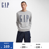 Gap男女装字母印花大logo圆领抓绒卫衣609136简约经典款 灰色 175/96A(L) 亚洲尺码