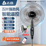 志高（CHIGO）电风扇落地扇家用台式夏天小宿舍遥控立式摇头工业大风力电扇 20英寸强劲风遥控五叶【纯铜智能加长线款】