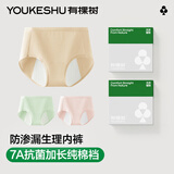 有棵树女士内裤女生理期7A抗菌纯棉加长裆防侧漏月经姨妈期加宽安全裤