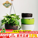 德沃多肥料仿柳编双层吊盆棕色大号吊篮花盆挂墙悬挂垂吊壁挂塑料懒人花盆