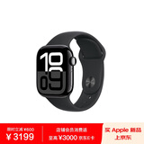 Apple Watch Series 10 GPS+蜂窝款42毫米亮黑色铝金属表壳黑色运动型表带M/L MWXN3CH/B*企业专享