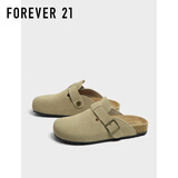 FOREVER21牛皮勃肯拖鞋女春秋款外穿厚底懒人半拖鞋 卡其色 37