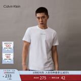 Calvin Klein Jeans夏季男装休闲时尚ck字母叠印舒适纯棉圆领短袖T恤J319634 YAF-白色 XL （推荐165-180斤）