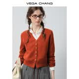 VEGA CHANG【100%绵羊毛】毛针织衫女2026年新款春季气质简约毛衣 樱桃红(毛针织衫) 均码