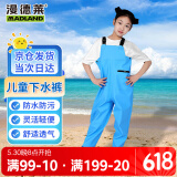 漫德莱儿童玩水下水裤赶海水库连体水裤水鞋半身防水服下半身裤子水裤31