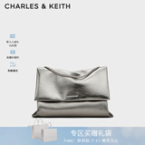 CHARLES&KEITH大容量纯色链条邮差包单肩腋下包包女包婚包生日礼物CK2-20271514 Pewter锡灰色 大包