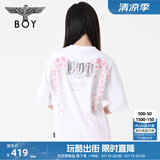BOY LONDON【繁花】潮牌T恤情侣款短袖樱花翅膀印花N01712 白色 S