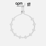 APM Monaco闪耀可调节四叶草手链女情侣银饰时尚饰品生日礼物送女友