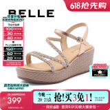 百丽（Belle）厚底坡跟休闲凉鞋女商场同水钻细带凉鞋A9R1DBL4预售 金色 37 (235mm)