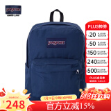 JANSPORT杰斯伯书包轻便双肩包男女26L旅行包简约背包电脑包学生校园 4QUE003海军蓝/藏青色-侧袋+隔层