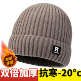 沪尚美馆帽子男秋冬加绒加厚针织毛线帽户外骑行防寒防风加绒帽子女雷锋帽 R标款（浅卡其双层加绒加厚）