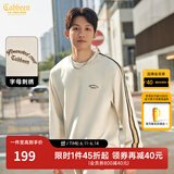 卡宾（CABBEEN）【老花拼接】圆领卫衣男2024早春新款宽松刺绣套头长袖打底衫 杏色15 L /175/50
