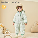 巴拉巴拉童装婴儿羽绒服连体衣宝宝2025新款冬装加厚保暖哈衣爬服萌趣造型 绿色恐龙-白鸭绒 100 cm-充绒量107g