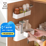 懒角落 橱柜收纳盒壁挂式免打孔厨房整理盒保鲜膜置物架 大号分隔款