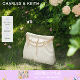 CHARLES&KEITH子母链条大容量流浪包托特包单肩斜挎包女包生日礼CK2-40671449 Cream奶白色 L