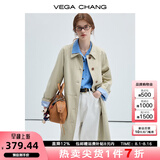 VEGA CHANG风衣女款2025新款春秋英伦风中长款宽松外套 卡其色 L