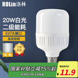 洛林（ROLin）led灯泡大功率节能灯20W大螺口E27白光6500K柱形白光