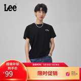 Lee春夏标准版型圆领logo字母印花男士短袖T恤休闲潮流LMT0081 黑色 L