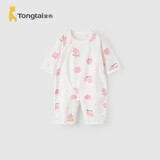 童泰（TONGTAI）婴儿连体衣夏薄款纯棉男女宝宝衣服无骨哈衣提花爬服粉色90cm