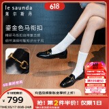 莱尔斯丹[墨金爵士]2025春夏新款英伦牛皮乐福鞋女单鞋通勤小皮鞋10501 黑色 BKL 36