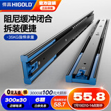 悍高（HIGOLD） 抽屉轨道三节轨滑轨导轨家装五金家具抽屉滑道 18寸(45cm缓冲阻尼)黑色