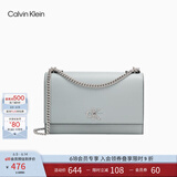 Calvin Klein小众单肩包礼物荔枝纹包包金属搭扣链条翻盖CK女包斜挎包DH2806 PC6-灰蓝色 OS