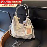 包包女款2025年学生党生日礼物小巧精致手提包小众高级单肩托特包 曙光银【玩偶+彩条+丝巾】无卡包 顺滑拉链/五金吸扣/个性挂饰