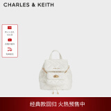 CHARLES&KEITH菱格大容量柔软多用背包书包双肩包包女包生日礼物CK2-60151400 Cream奶白色 S
