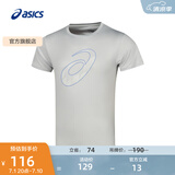 亚瑟士ASICS运动T恤男子跑步短袖透气舒适运动上衣 2011D076-001 灰色 L