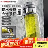 恩尔美（nRMEi）运动水杯大容量茶水分离男士耐高温夏天户外健身便携墩墩杯顿吨杯 【防烫杯套+滤网】透明色 1000ml