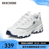 斯凯奇（Skechers）女鞋小白熊女士休闲鞋子厚底增高百搭运动软底老爹鞋女99999863 白色/海军蓝色/WNV 39