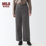 无印良品（MUJI）女式 弹力灯芯绒宽版裤 休闲阔腿长裤子秋冬款 BEE07C2A 中灰色 S 155/62A